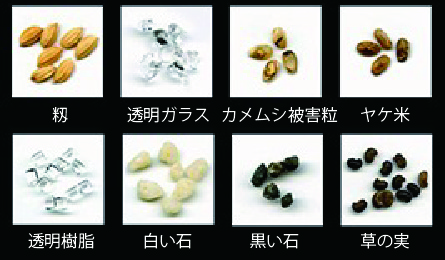 光選別機が着色粒や異物を判別・除去する仕組みの図